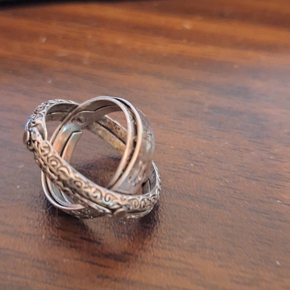 Rare 4 Interlocking Ring Set Size 5 Vintage Love Forever Signatures Inscribed - Picture 5 of 13